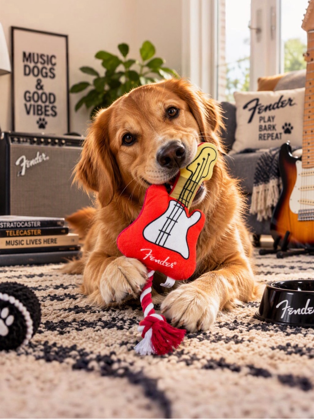 Fender Guitar Plush Rope Dog Toy